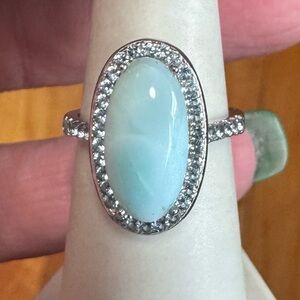 925 Larimar & Aquamarine Halo Ring